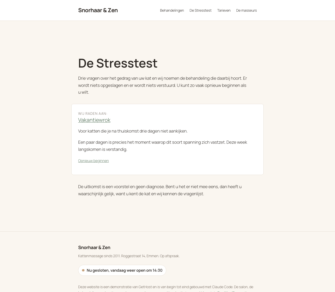 De uitslag van de stresstest met de aanbevolen behandeling Vakantiewrok