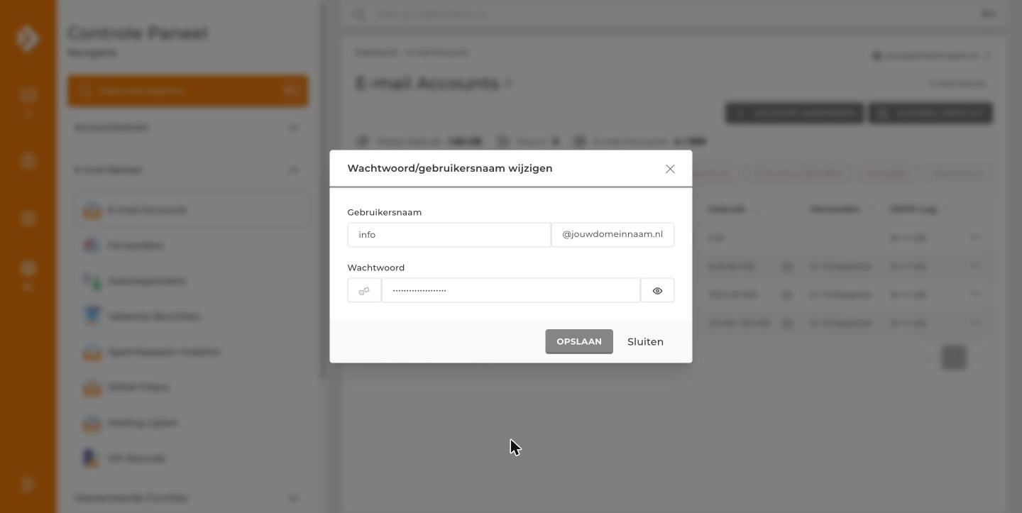 Het venster waarin je het wachtwoord wijzigt