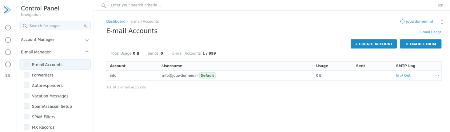 De knop Enable DKIM
