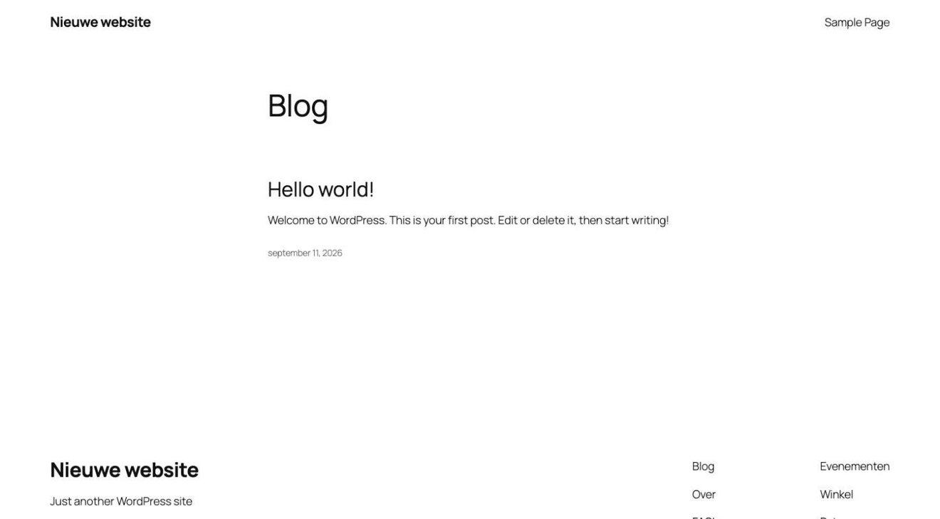 De verse WordPress-site in de browser
